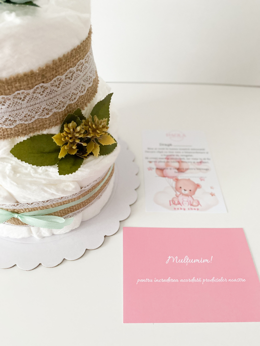 Tort din scutece Pampers cu 2 nivele - Nature  Green [2]