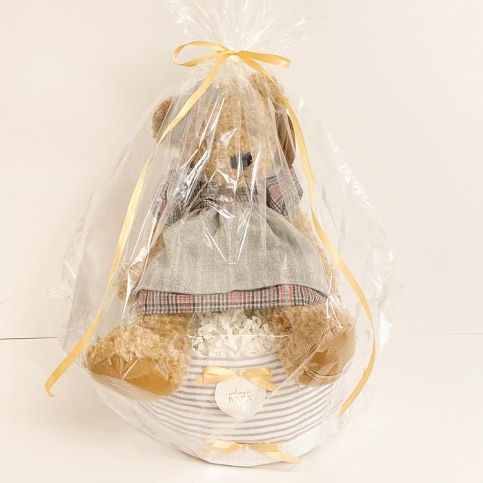 Tort din scutece Pampers cu museline și jucărie pufoasă [4]