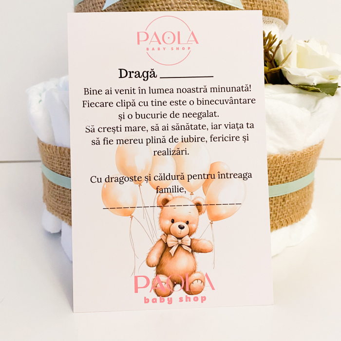 Tort din scutece Pampers pentru fetiță – Îmbrățișări Călduroase [5]