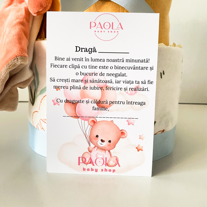 Tort din Scutece Neutru Mediu pe Două Nivele – Răsfăț Delicat pentru Nou-Născuți [4]