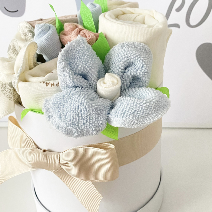 Zâmbete albastre – Cutie cadou pentru nou-născut băiat, 9 piese esențiale - Bumbac organic [3]