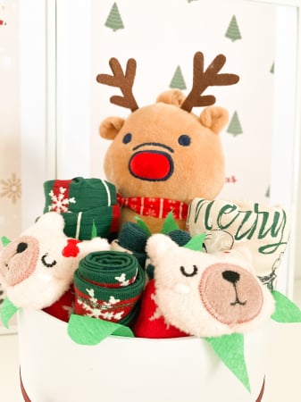 Cutie cadou Baby Shower Crăciun pentru Băiețel – Set 7 Piese Renul Cel Vesel [1]