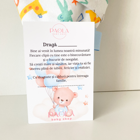 Buchet de flori din hăinuțe nou-născut băiețel 9 piese Safari [4]