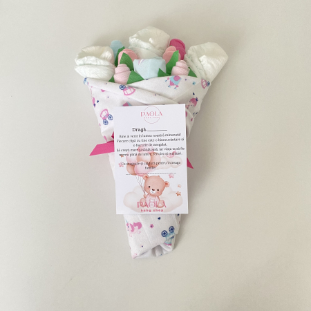 Buchet de flori din hăinuțe nou născut fetițe – 9 piese Unicorn [2]