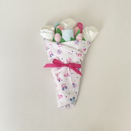 Buchet de flori din hăinuțe nou născut fetițe – 9 piese Unicorn [4]