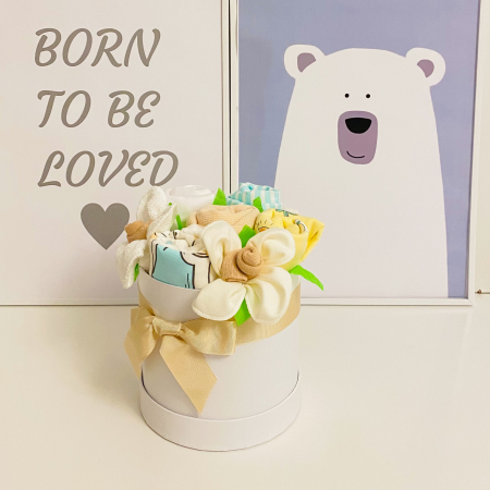 Cutii cadou pentru bebeluși - Cutie cadou nou născut băiețel - Cățel jucăuș