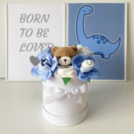 Cutii cadou pentru bebeluși - Set Cadou Nou-Născut  8 piese Blue