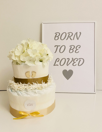 Torturi din scutece - Tort de Scutece Pampers pe Două Nivele – Cadoul Perfect pentru Nou-Născuți