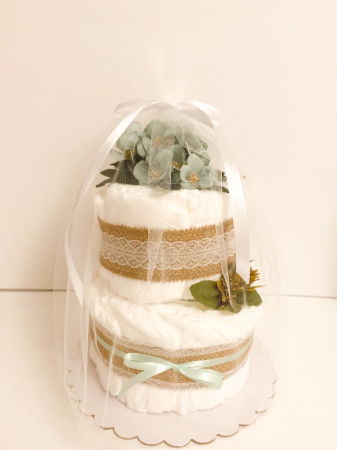 Tort din scutece Pampers cu 2 nivele - Nature  Green [3]