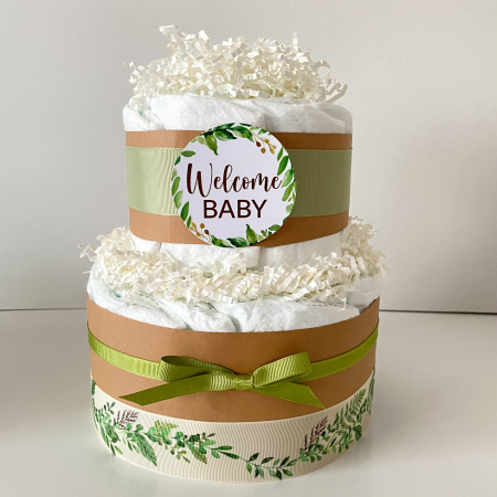 Tort din scutece Pampers neutru – cadou unisex pentru nou-născuți și baby shower [1]