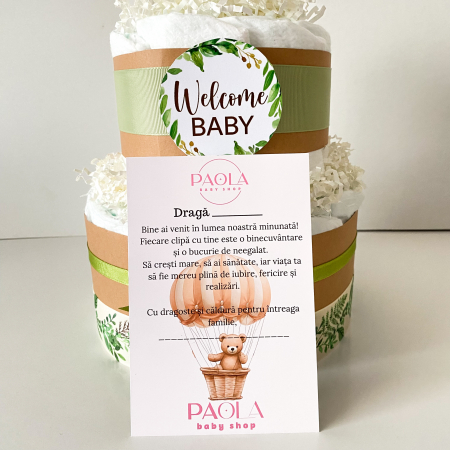 Tort din scutece Pampers neutru – cadou unisex pentru nou-născuți și baby shower [3]