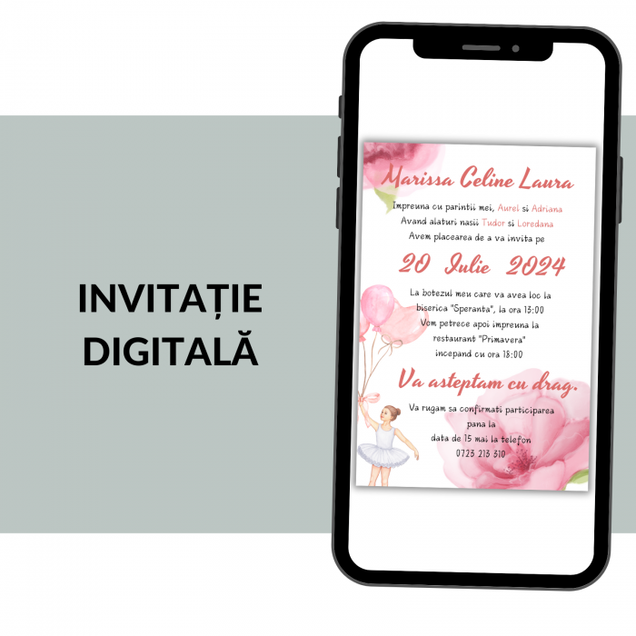 Invitatie Botez Digitala: Balerina [1]