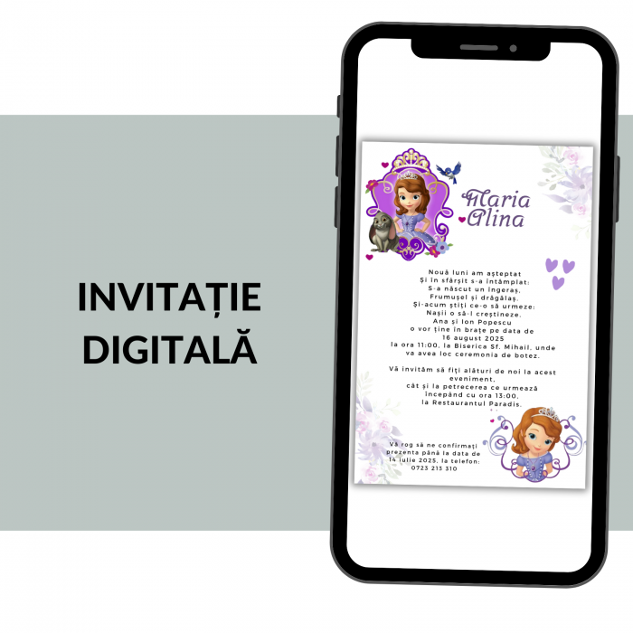 Invitatie Botez Digitala: Prințesa Sofia [1]