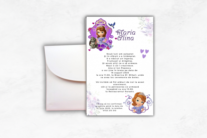 Invitatie Botez: Prințesa Sofia [1]