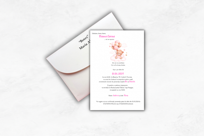Invitatie Botez: Pink Bear [2]