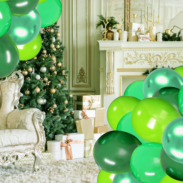 Set 10 Baloane din Latex Chrome, 23 cm, Diferite Nuante Verde, 2.2 g [2]