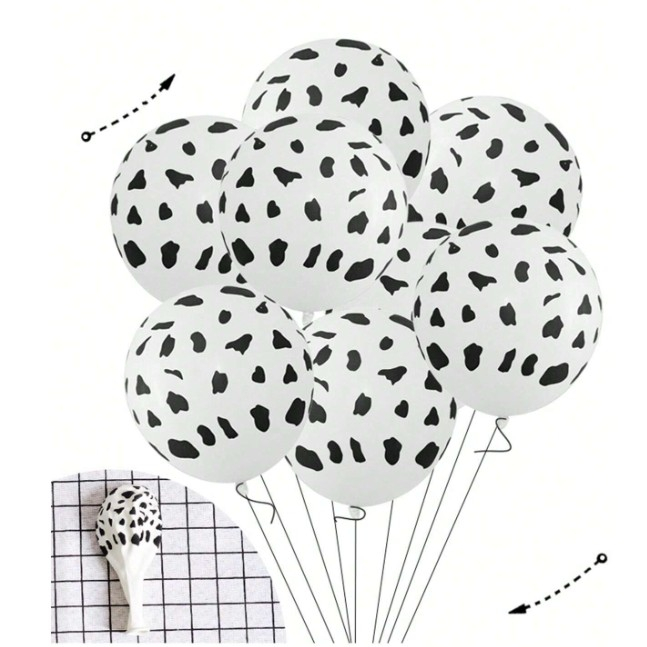 Set 10 Baloane din Latex, Model Party Animal Print, 3x Portocaliu, 3x Galben, 4x Alb, 23 cm, 1.4g [7]
