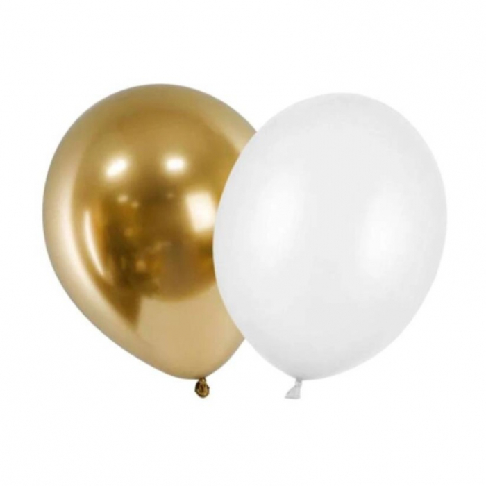 Set 10 Baloane din Latex Metalizate, 5x Alb, 5x Nude, 23 cm, 2.2 g [5]