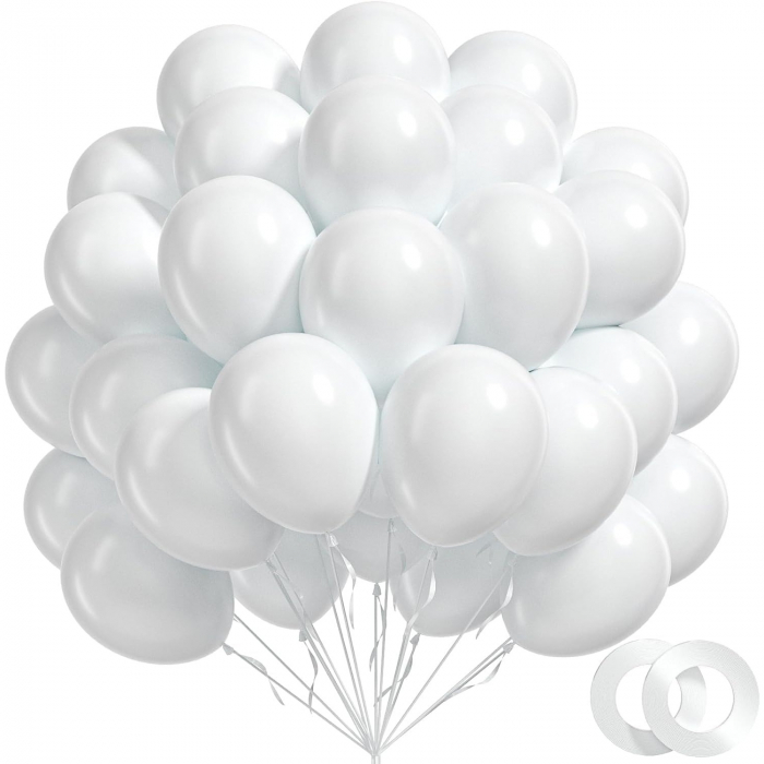 Set 10 Baloane din Latex Metalizate, Alb, Argintiu, 23 cm, 2.2 g [5]