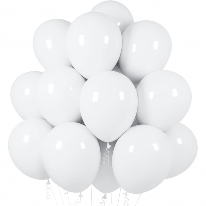 Set 10 Baloane din Latex Metalizate, Alb, Argintiu, 23 cm, 2.2 g [6]