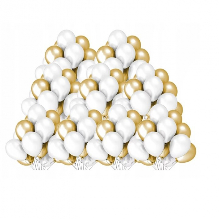 Set 10 Baloane din Latex Metalizate, 5x Alb, 5x Nude, 23 cm, 2.2 g [2]