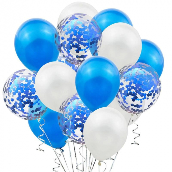 Set 15 baloane pentru petrecere, albastru/ alb, 30 cm [1]