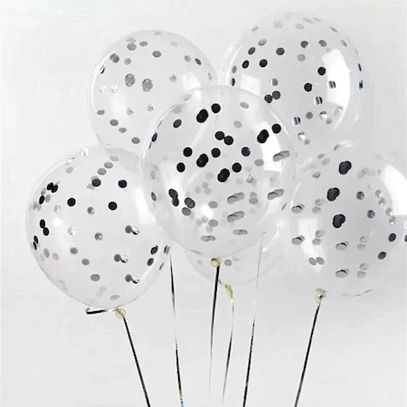 Set 15 baloane pentru petrecere, alb/argintiu, 30 cm [5]