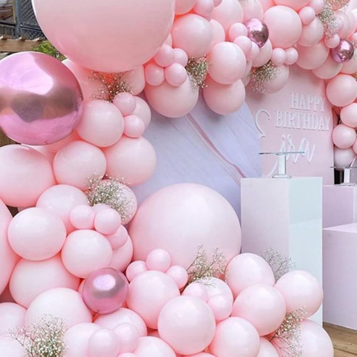 Set 16 Baloane din Latex Metalizate, 30 cm, Alb, Roz, Roz Chrome, Transparent Confetti 2.8 g [4]