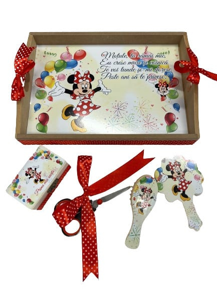 Tavita de turta, 5 piese, Minnie cu buline, rosu [1]