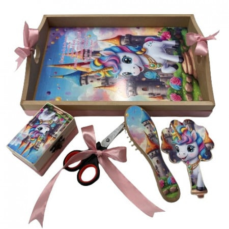 Tavita de turta, 5 piese, Unicorn, roz [1]