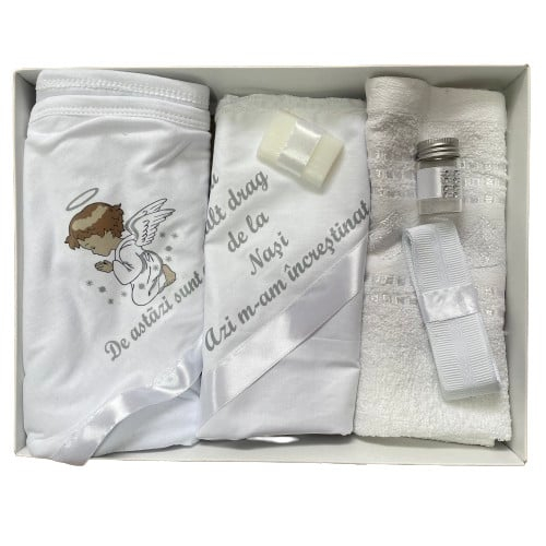 Trusou de botez, 6 piese Ingeras imprimat, alb [1]