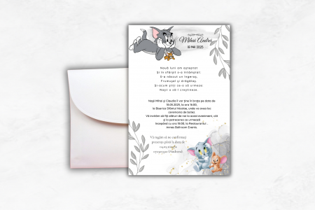 Invitatii de botez - Invitatie Botez: Tom & Jerry