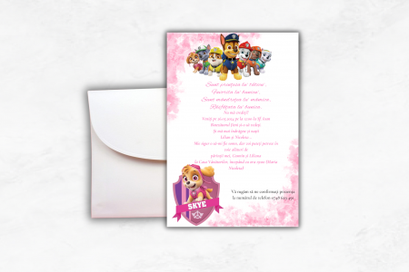 Invitatii de botez - Invitatie Botez: Patrula Catelusilor Girl