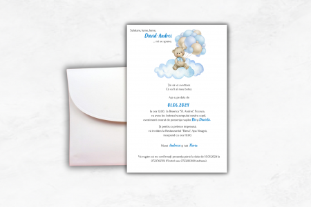 Invitatii de botez - Invitatie Botez: Blue Bear