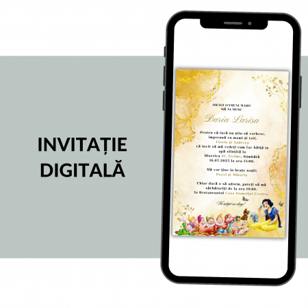 Invitatii botez digitale - Invitatie Botez Digitala: Alba ca zapada
