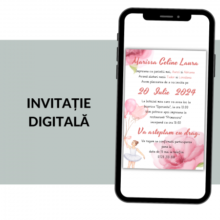 Invitatii botez digitale - Invitatie Botez Digitala: Balerina