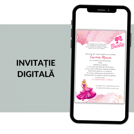Invitatii botez digitale - Invitatie Botez Digitala: Barbie