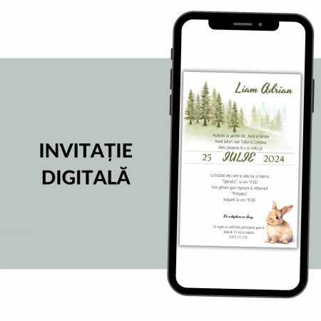 Invitatii botez digitale - Invitatie Botez Digitala: Forest
