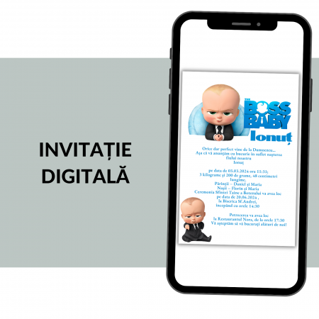 Invitatii botez digitale - Invitatie Botez Digitala: Boy Boss