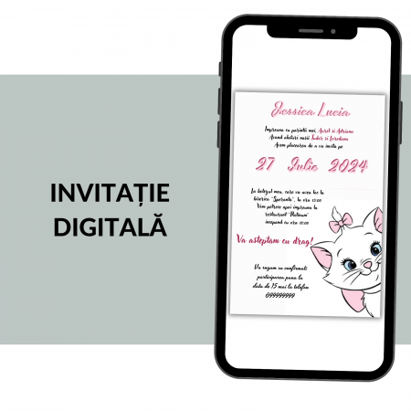 Invitatii botez digitale - Invitatie Botez Digitala: Marie Cat