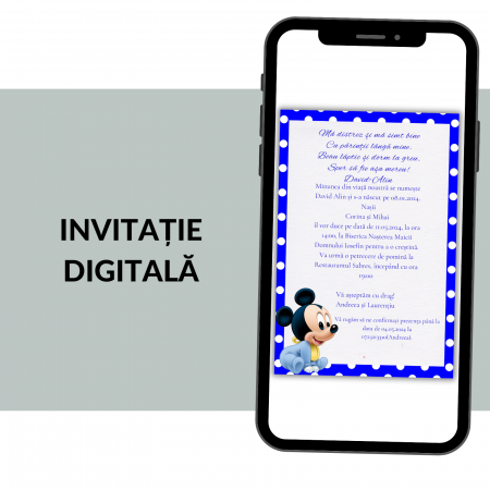 Invitatii botez digitale - Invitatie Botez Digitala: Mickey Mouse