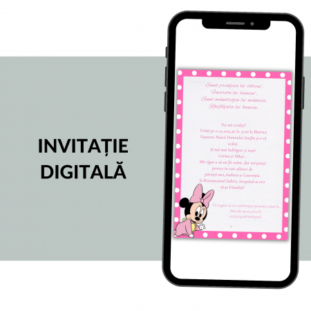 Invitatii botez digitale - Invitatie Botez Digitala: Minnie Mouse