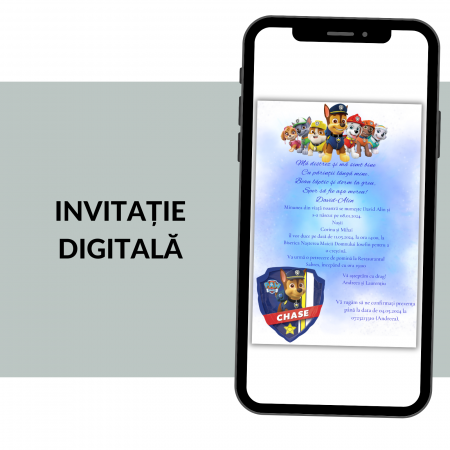 Invitatii botez digitale - Invitatie Botez Digitala: Patrula Catelusilor Boy