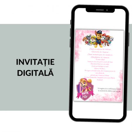 Invitatii botez digitale - Invitatie Botez Digitala: Patrula Catelusilor Girl