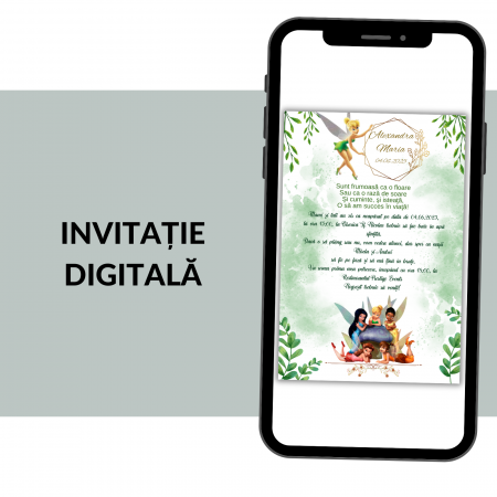 Invitatii botez digitale - Invitatie Botez Digitala: Thinkerbell