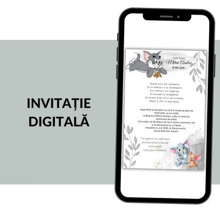 Invitatii botez digitale - Invitatie Botez Digitala: Tom & Jerry