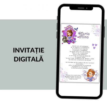 Invitatii botez digitale - Invitatie Botez Digitala: Prințesa Sofia