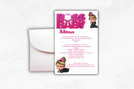 Invitatii de botez - Invitatie Botez: Girl Boss