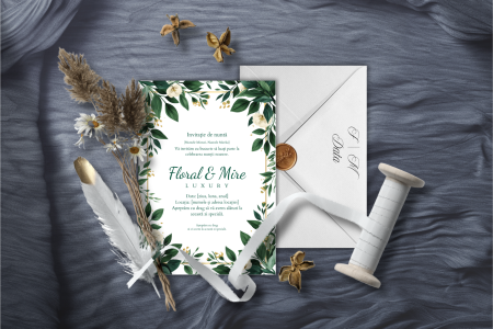 Invitatii de nunta - Invitație de nuntă Floral & Mire Luxury