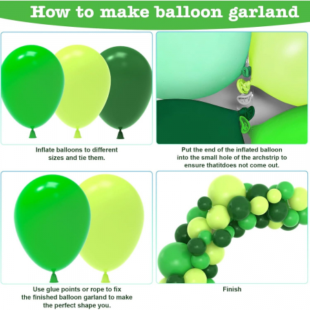 Set 10 Baloane din Latex, 30 cm, Verde Diferite Nuante, 2.8 g [2]